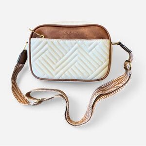 Leather Cream and Brown Crossbody Bag